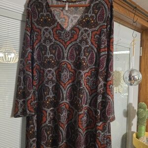 Passport Paisley V-Neck Dress - Rust, Plum & Mustard
